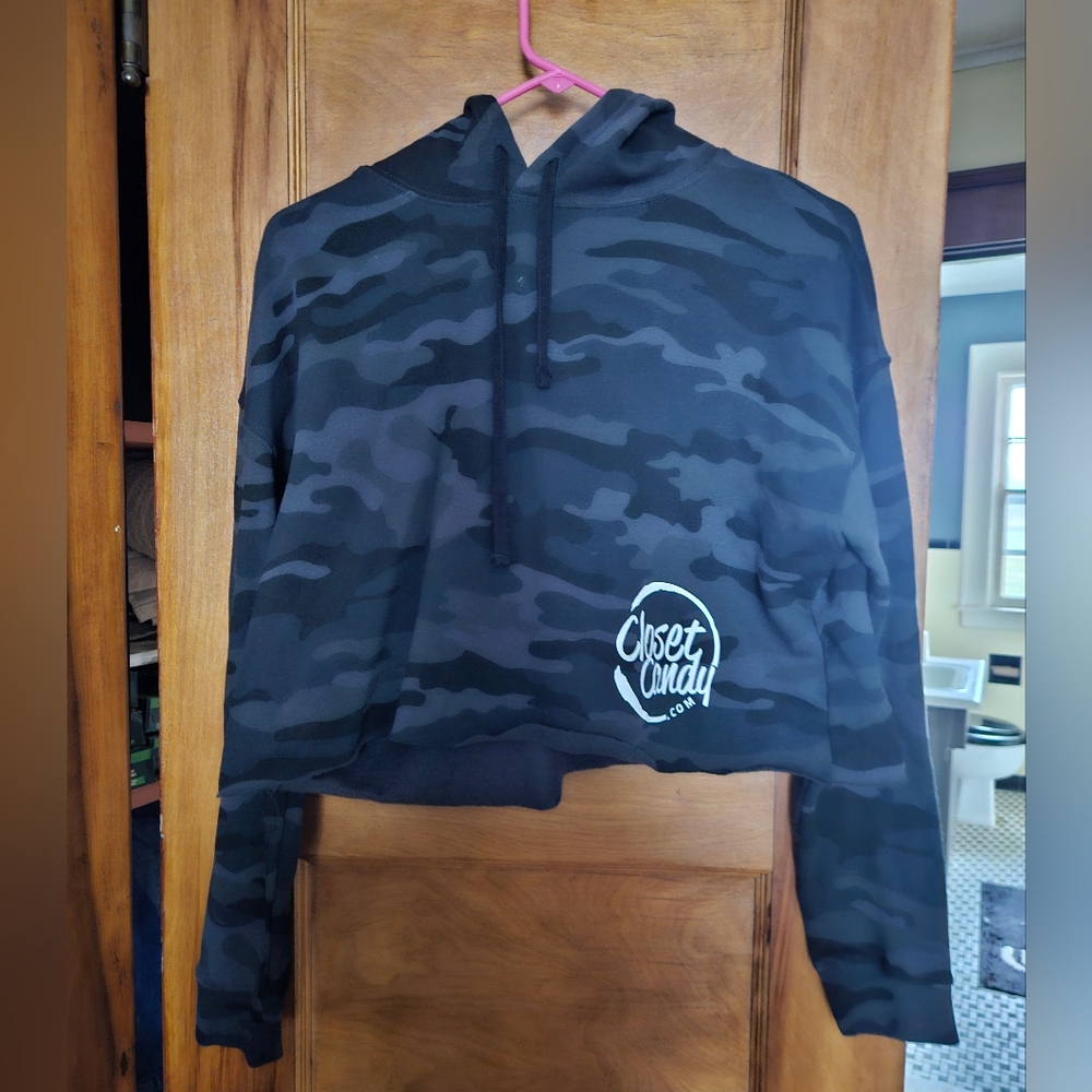 Closet Candy Black Gray Camo Cropped Hoodie
